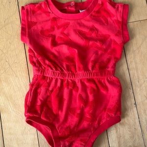 EUC Cat & Jack Baby Loop Terry Star Romper Red - 6-9M